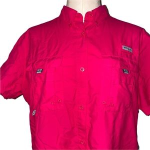 COPY - Columbia PFG short sleeve button up shirt fishing sport hot pink bahama …
